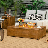 48 x 27 Inch Outdoor Gas Fire Pit Table 50 000 BTU with Lava Rocks and Cover