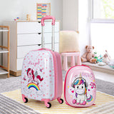 2 Pieces Kids Luggage Set 12 Inch Backpack and 16 Inch Kid Carry on Suitcase with Wheels