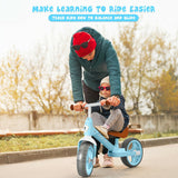 Kids Balance Training Bicycle with Adjustable Handlebar and Seat-Blue