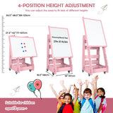 Multifunctional Kids' Standing Art Easel with Dry-Erase Board -Pink