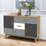 Free-standing Storage Floor Cabinet with 2 Doors and 3 Drawers