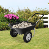 2 Tire Wheelbarrow Garden Cart Heavy-duty Dolly Utility Cart-Black