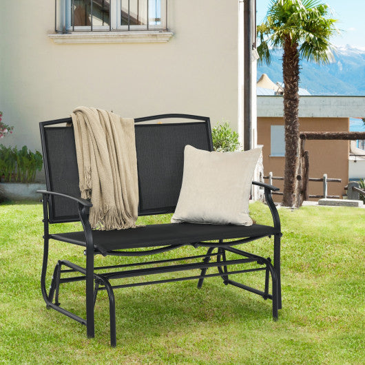 Iron Patio Rocking Chair for Outdoor Backyard and Lawn-Black