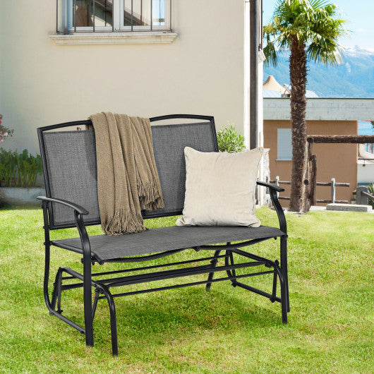 Iron Patio Rocking Chair for Outdoor Backyard and Lawn-Gray