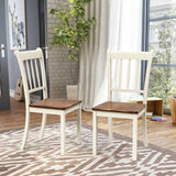 2 Pieces Solid Whitesburg Spindle Back Wood Dining Chairs-White