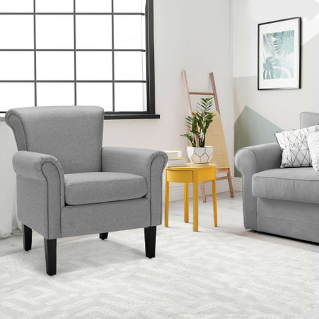 Upholstered Fabric Accent Chair with Adjustable Foot Pads-Light Gray