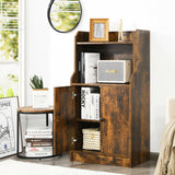 Storage Cabinet Bookcase with Doors and Display Shelf-Rustic Brown