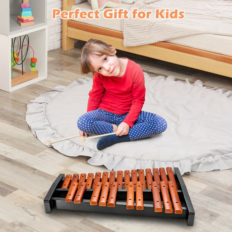 25 Notes Xylophone Wooden Percussion Educational Instrument with 2 Mallets