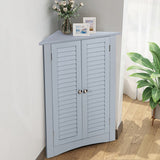 Bathroom Corner Storage Freestanding Floor Cabinet with Shutter Door-Gray