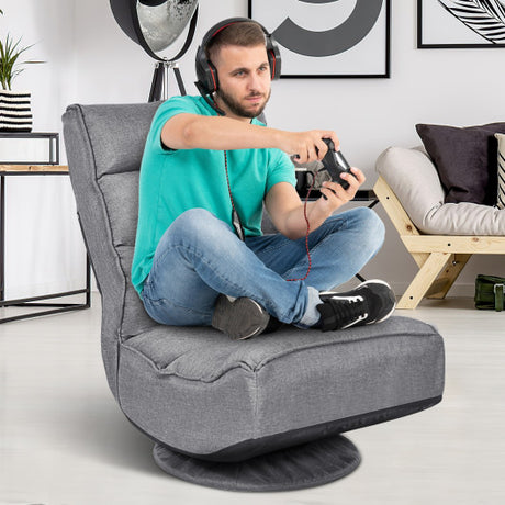 5-Position Folding Floor Gaming Chair-Gray