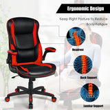 Racing Style Office Chair with PVC and PU Leather Seat-Red
