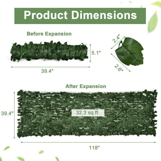 118 x 39 Inch Artificial Ivy Privacy Fence Screen for Fence Decor