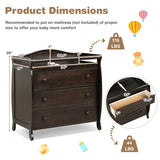 Baby Changing Table Infant Diaper with 3 Drawers and Safety Belt-Brown
