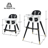 3-In-1 Adjustable Baby High Chair with Soft Seat Cushion for Toddlers-Black