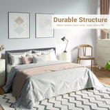 Full/Queen Size Upholstered Platform Bed Frame with Linen Headboard-Full Size