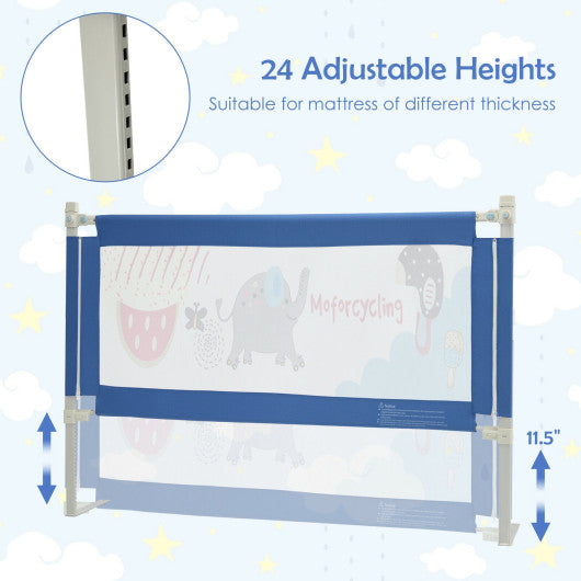 57 Inch Vertical Lifting Bed Guard Rails for Toddlers with Lock-Blue