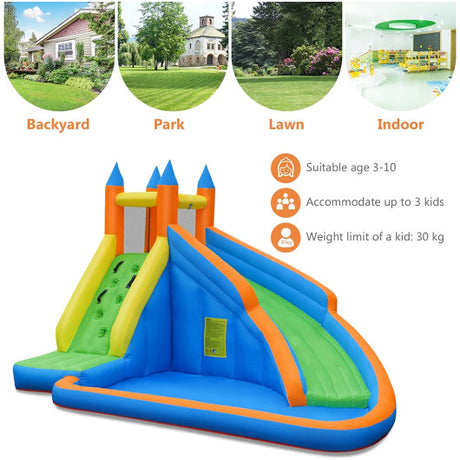 Kids Inflatable Water Slide Bouncing House with Carrying Bag and 480W Blower