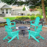 Outdoor Adirondack Chair with Built-in Cup Holder for Backyard Porch-Turquoise