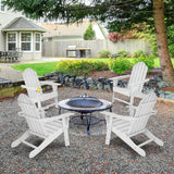 Outdoor Adirondack Chair with Built-in Cup Holder for Backyard Porch-White