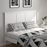 Full Wood Headboard Flat Panel with Pre-drilled Holes and Height Adjustment-White