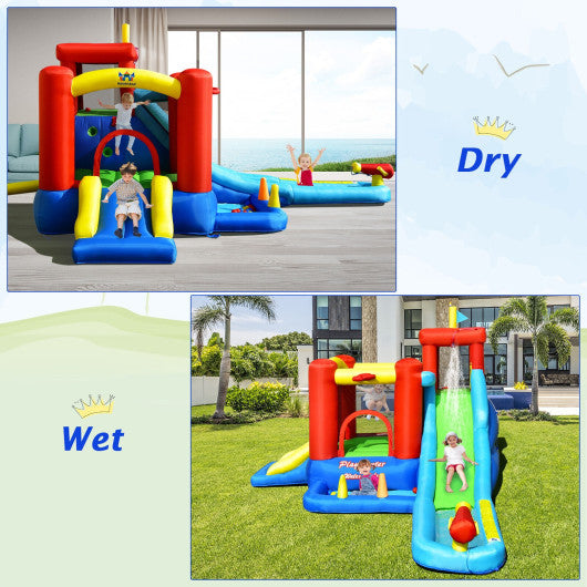 9-in-1 Inflatable Kids Water Slide Bounce House without Blower