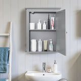 Bathroom Mirror Cabinet Wall Mounted Adjustable Shelf Medicine Storage-Gray