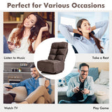 360-Degree Swivel Folding Floor Chair with 6 Adjustable Positions-Coffee