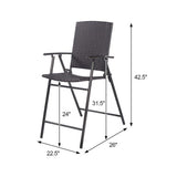 Set of 4 Folding Rattan Bar Chairs with Footrests and Armrests for Outdoors and Indoors