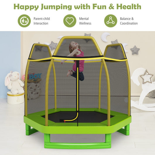 7 Feet Kids Recreational Bounce Jumper Trampoline-Green