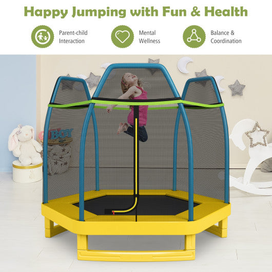 7 Feet Kids Recreational Bounce Jumper Trampoline-Yellow