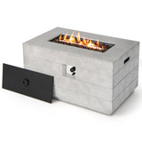 43 Inch Rectangular Concrete Propane Fire Pit Table with Lava Rocks and Cover 50 000 BTU-Gray