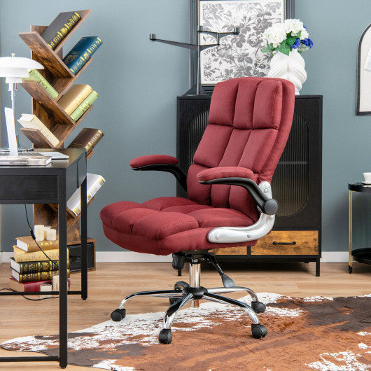 Adjustable Swivel Office Chair with High Back and Flip-up Arm for Home and Office-Red