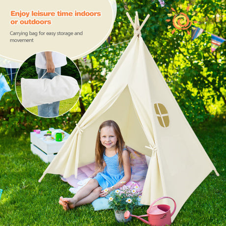 Foldable Kids Canvas Teepee Play Tent
