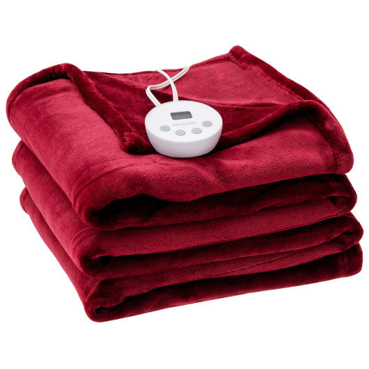 62" x 84" Twin Size Electric Heated Throw Blanket with Timer-Red