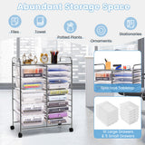 15 Drawers Rolling Storage Cart Organizer-clear