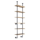 6-Tier Industrial Wall Mounted Pipe Shelves