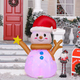 4 Feet Inflatable Christmas Snowman with 360° Rotating Colorful LED Light