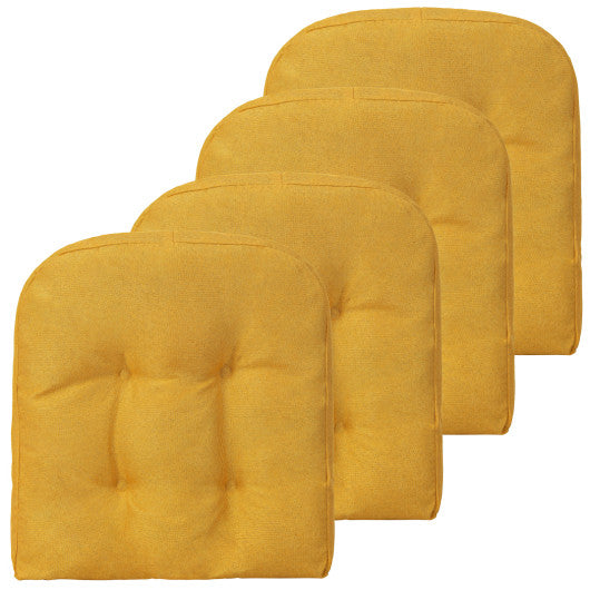 4 Pack 17.5 x 17 Inch U-Shaped Chair Pads with Polyester Cover-Yellow