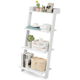 4-Tier Ladder Shelf with Solid Frame and Anti-toppling Device-White