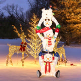 5.6 Feet Lighted Stacked Snowmen Christmas Decoration