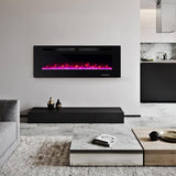 42/50/60/72 Inch Ultra-Thin Electric Fireplace with Decorative Crystals-50 inches