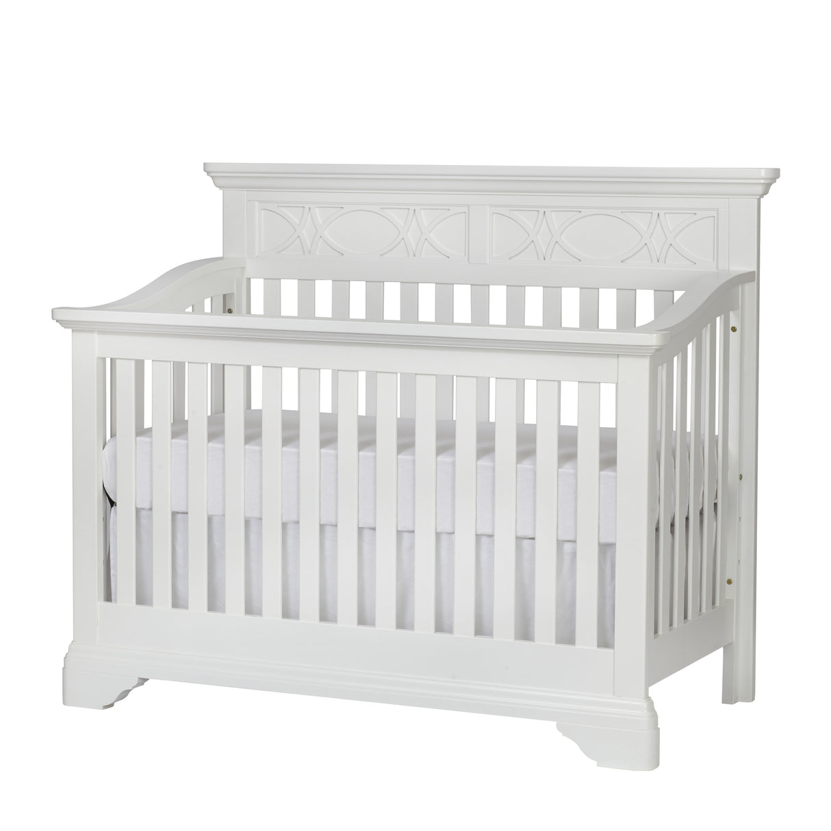 White Solid and Manufactured Wood Standard Four In One Convertible Crib