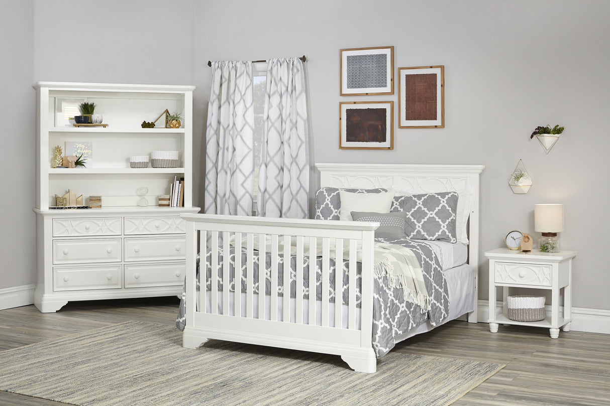 White Solid and Manufactured Wood Standard Four In One Convertible Crib