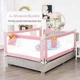 57 Inch Toddlers Vertical Lifting Baby Bed Rail Guard with Lock-Pink
