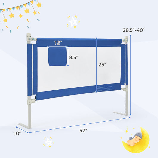 57 Inch Toddlers Vertical Lifting Baby Bed Rail Guard with Lock-Blue