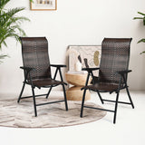 Patio Rattan Folding Chair with Armrest