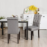 2 Pieces Tufted Dining Chair Set with Adjustable Anti-Slip Foot Pads-Gray