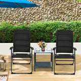 2 Pieces Outdoor Folding Patio Chairs with Adjustable Backrests for Bistro and Backyard-Black