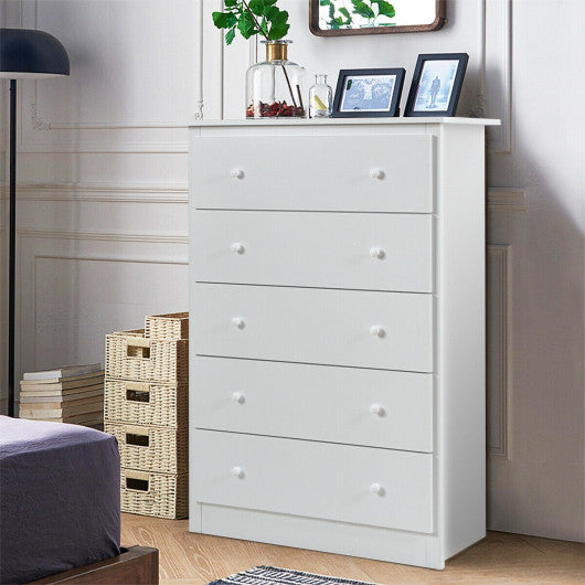 Functional Storage Organized Dresser with 5 Drawer-White