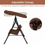 Loveseat Cushioned Patio Steel Frame Swing Glider-Brown